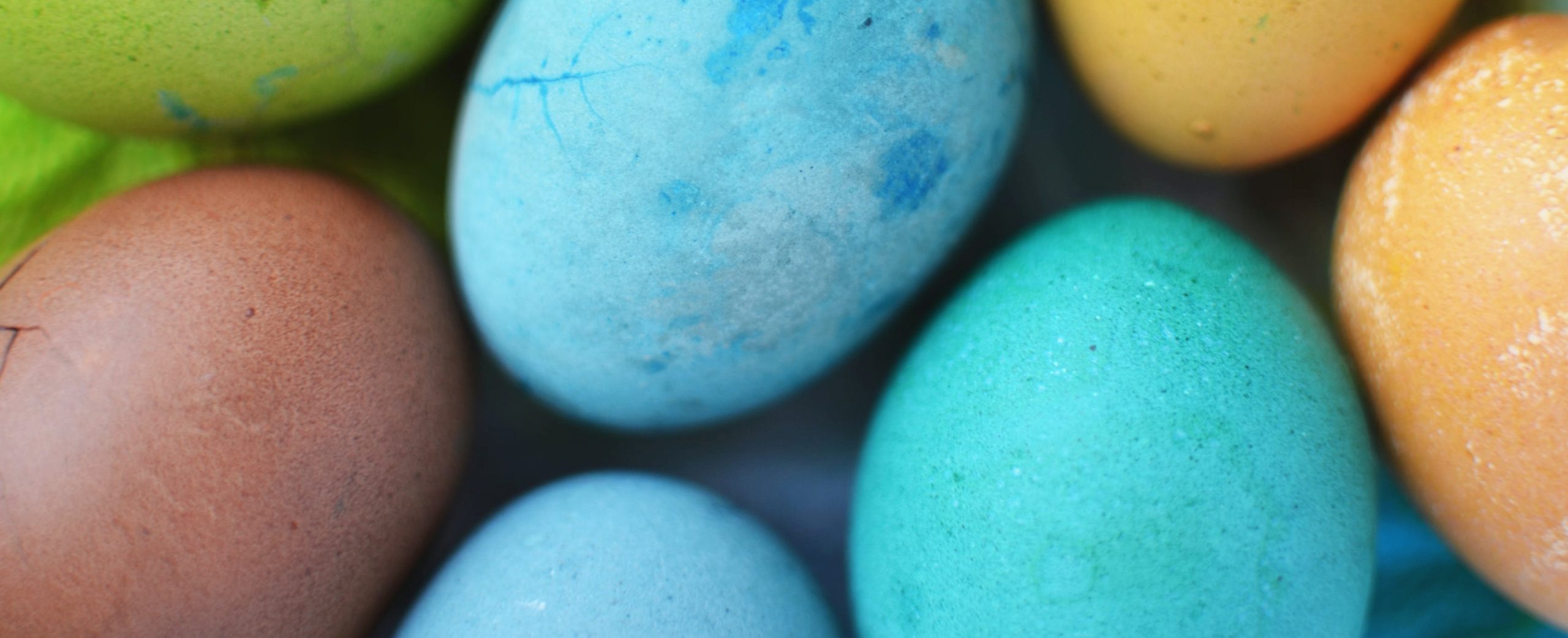 Brightly painted eggs for Easter.