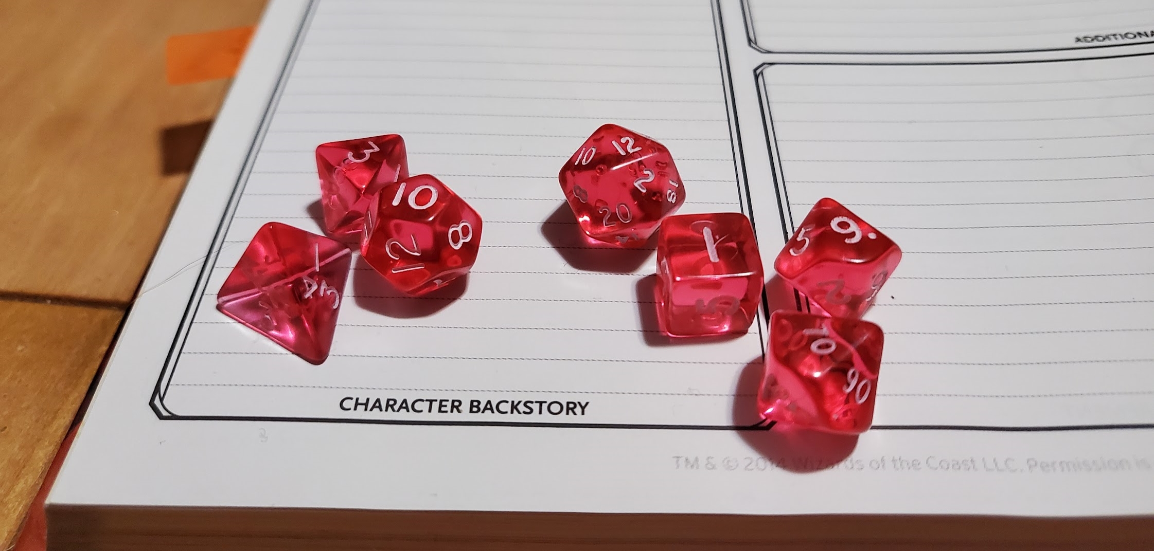 Character Backstory section of a Dungeons and Dragons character sheet.